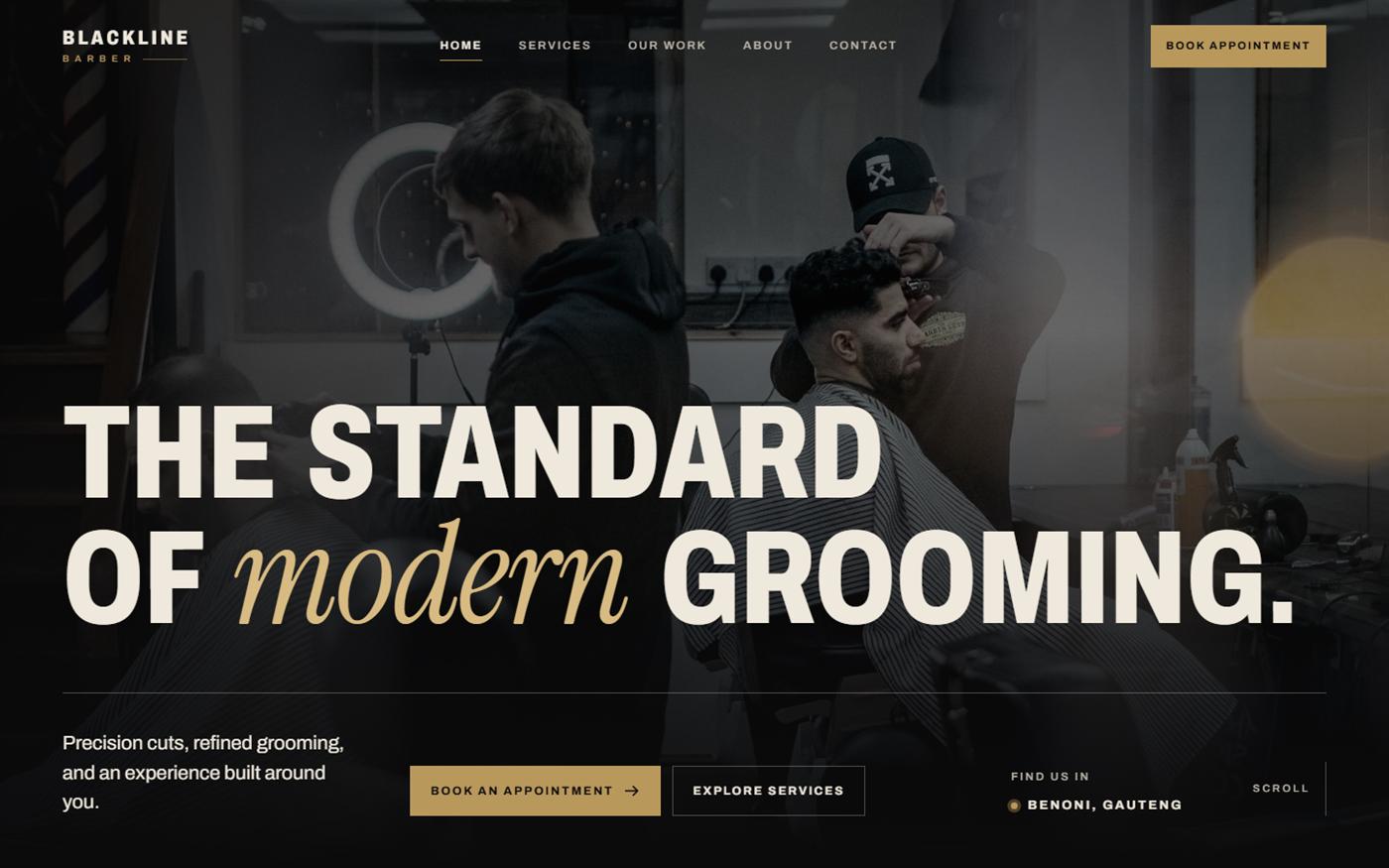 BLACKLINE BARBER website preview — Barbershop